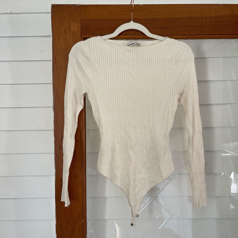 Abercrombie & Fitch Cream Ribbed Bodysuit